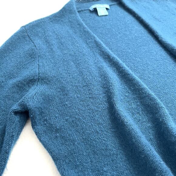 White + Warren Blue Cashmere Open-front Waterfall Long Sleeve Sweater Cardigan M - Picture 4 of 8